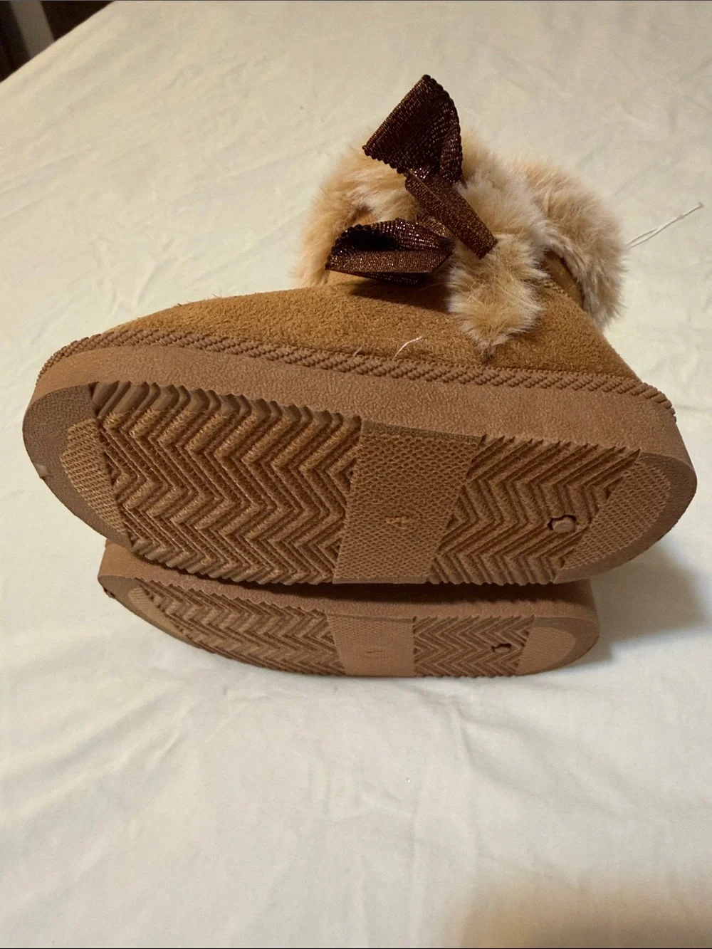 First Impressions Chestnut Brown Faux-Fur Kids Booties